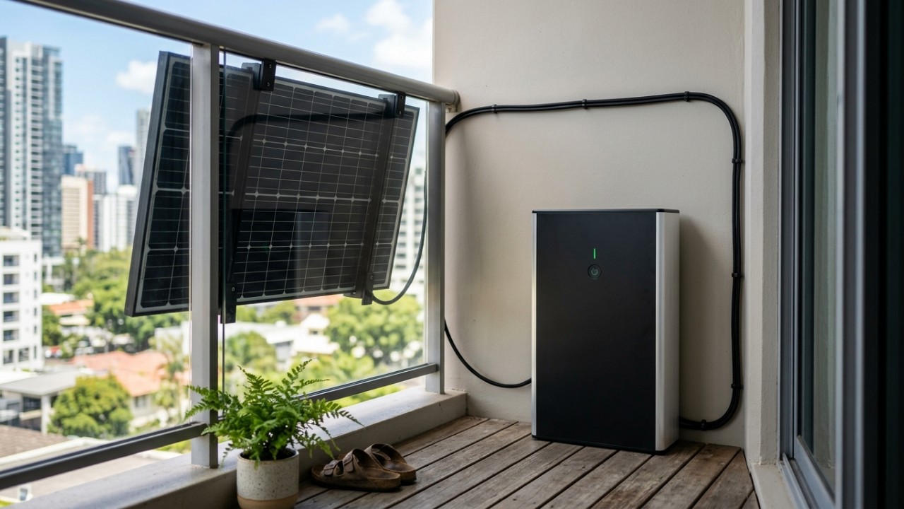 Nova bateria solar de varanda promete transformar o consumo de energia em apartamentos na Europa. – Imagem gerada por IA
