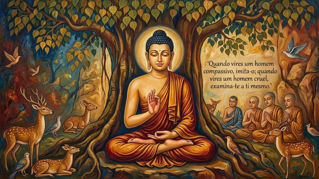 A filosofia budista ensina que a paciência e a compaixão funcionam como escudos para proteger a nossa mente contra as provocações diárias. – Imagem gerada por IA