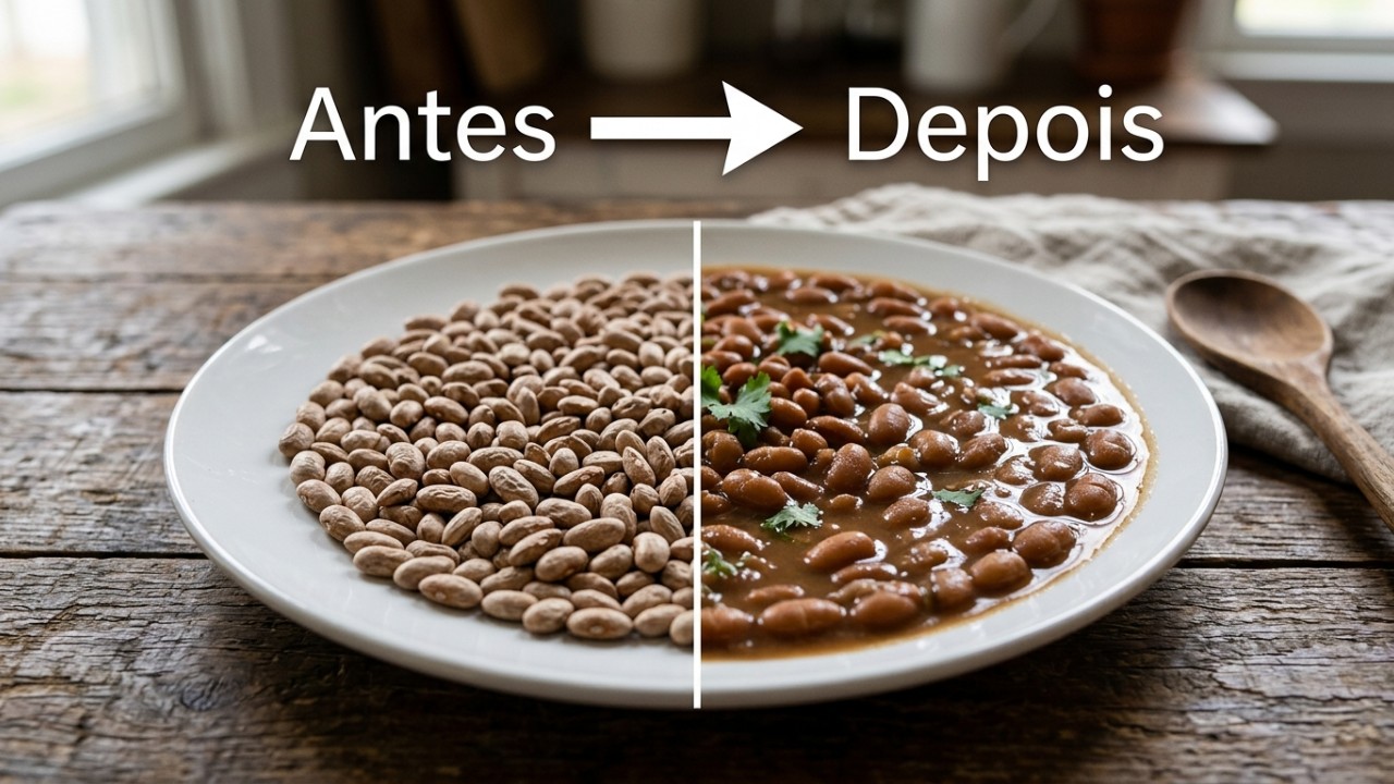O uso moderado de bicarbonato de sódio acelera o cozimento e garante grãos de feijão perfeitamente macios. – Imagem gerada por IA