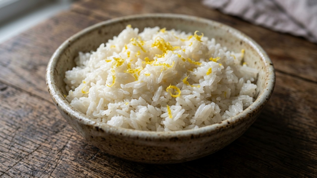 Transforme o seu arroz caseiro em um acompanhamento sofisticado com apenas um toque cítrico. – Imagem gerada por IA
