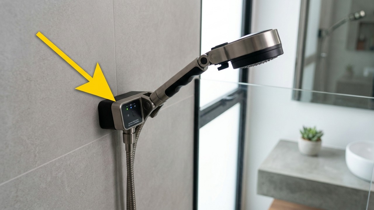 O chuveiro híbrido estabiliza a temperatura da água e reduz drasticamente o consumo de energia elétrica no banheiro. – Imagem gerada por IA