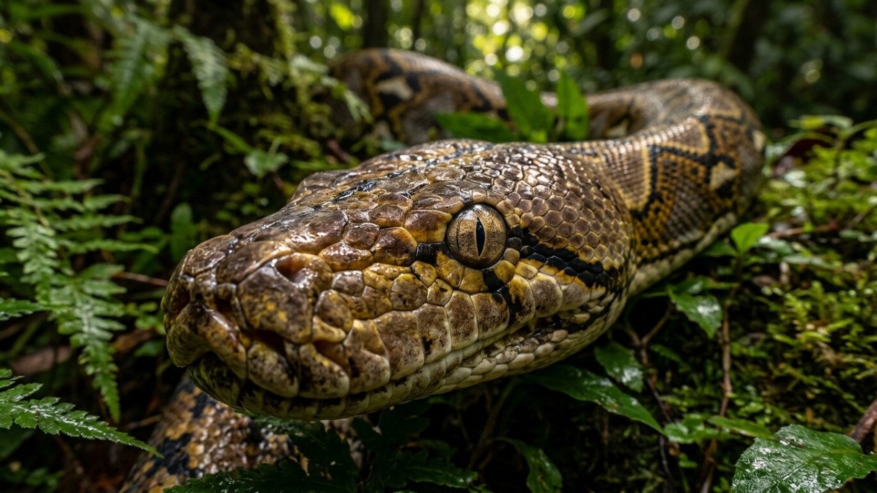 O resgate e monitoramento da enorme serpente fêmea ressaltam a importância da conservação da biodiversidade diante da expansão humana. – Imagem gerada por IA