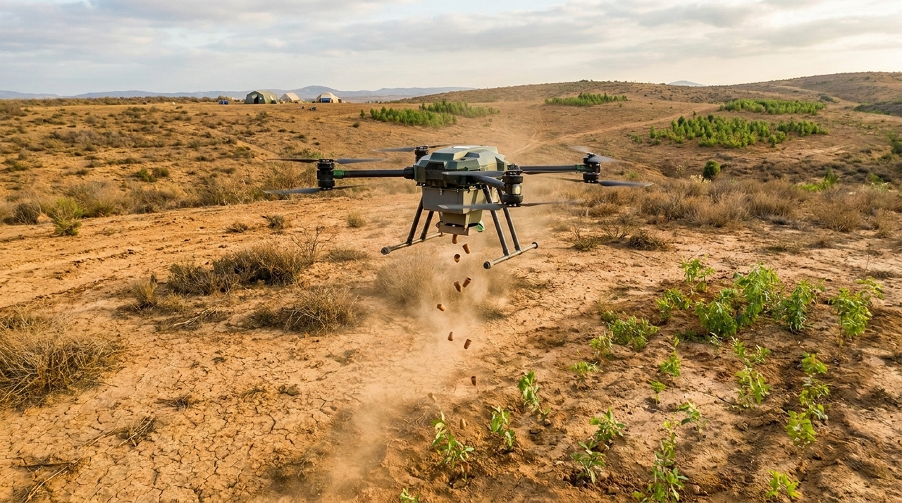 Ex-engenheiro da NASA transforma drones em “máquinas de reflorestamento”: eles plantam 40 milhões de árvores por ano. O reflorestamento tradicional exige mão de obra, tempo, transporte de mudas e acesso físico ao terreno