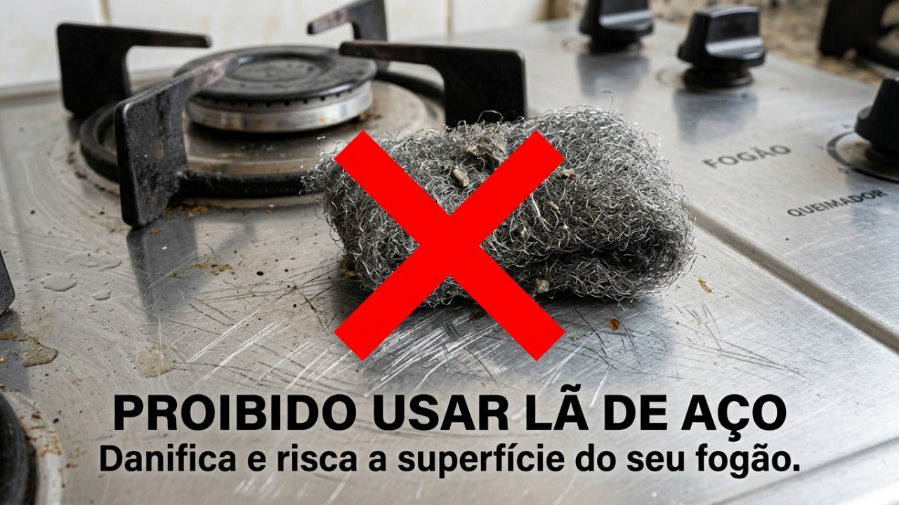 O uso de produtos corretos e esponjas macias garante a remoção da gordura incrustada sem riscar a superfície do seu fogão. – Imagem gerada por IA
