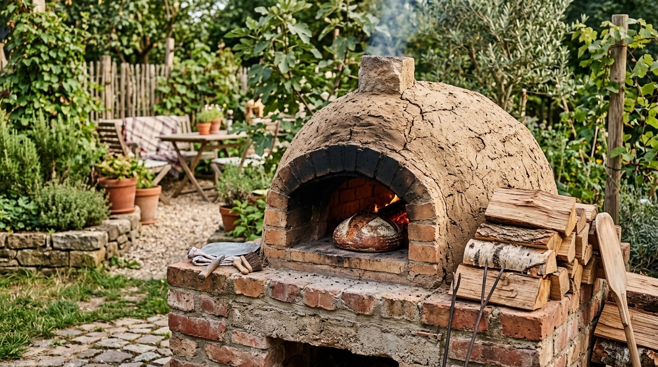 Como construir um forno de barro no seu quintal: passo a passo do guia definitivo A base deve ficar em altura confortável, perto da cintura, para facilitar colocar e retirar assadeiras.