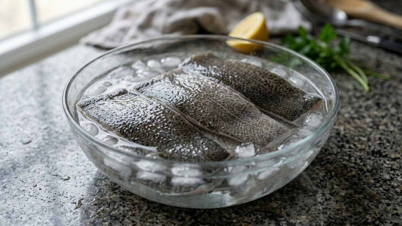 A remoção correta do sal é essencial para garantir a textura e o sabor ideal do peixe. – Imagem gerada por IA
