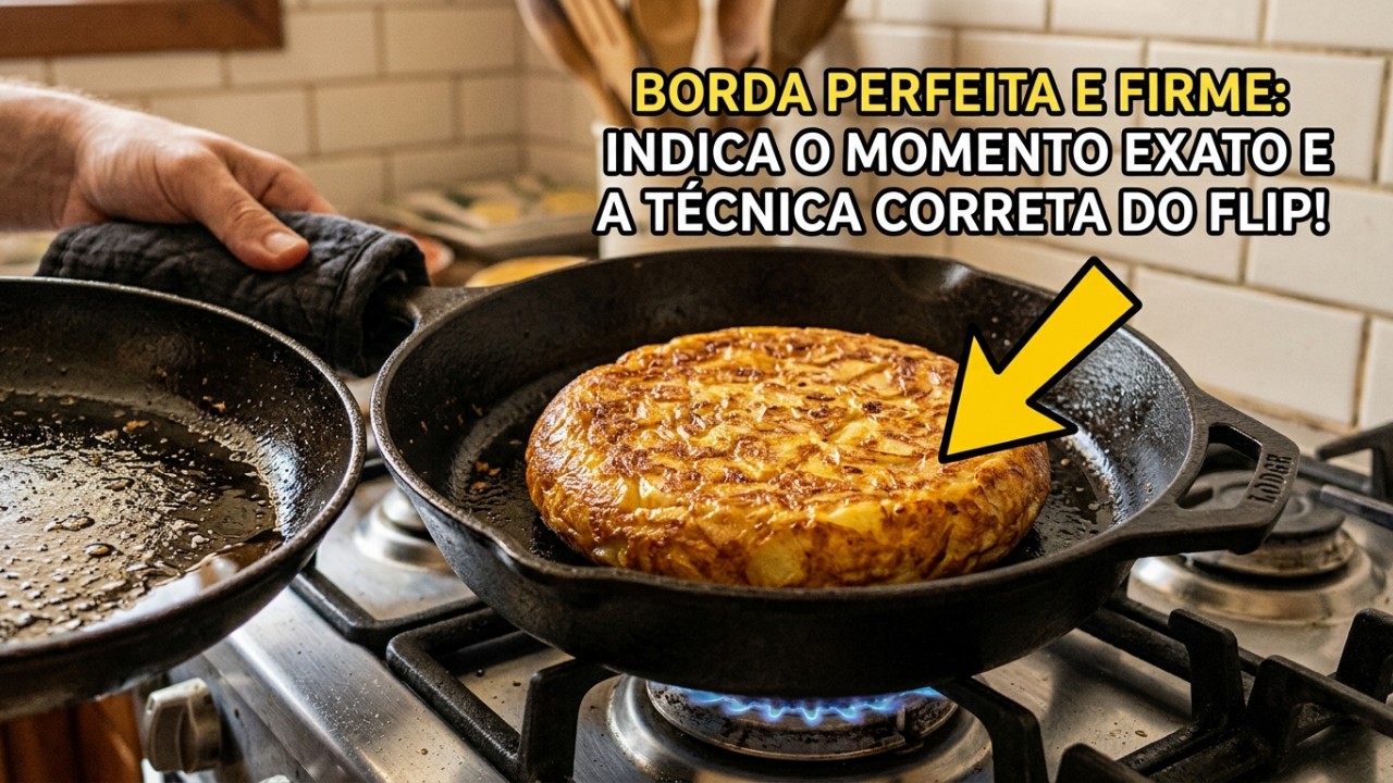 A cremosidade perfeita da verdadeira tortilla espanhola depende do cozimento lento e da precisão ao virar a frigideira. – Imagem gerada por IA