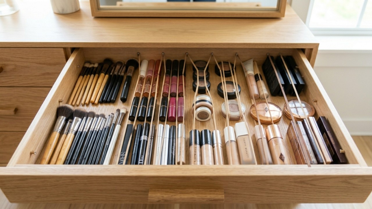 Reutilizar materiais simples ajuda a economizar dinheiro e transforma a organização de gavetas e armários com muita facilidade. – Imagem gerada por IA