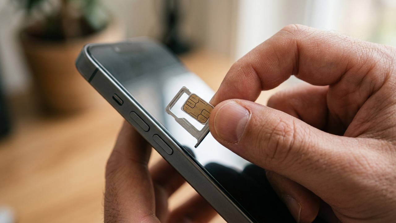 A transição dos chips físicos para a tecnologia eSIM permite um design de smartphone mais otimizado e eficiente. – Imagem gerada por IA