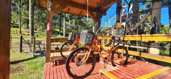 Para quem gosta de aventura, o Ecoparque Cachoeira Papuã é destino ideal; skybike é uma das atrações