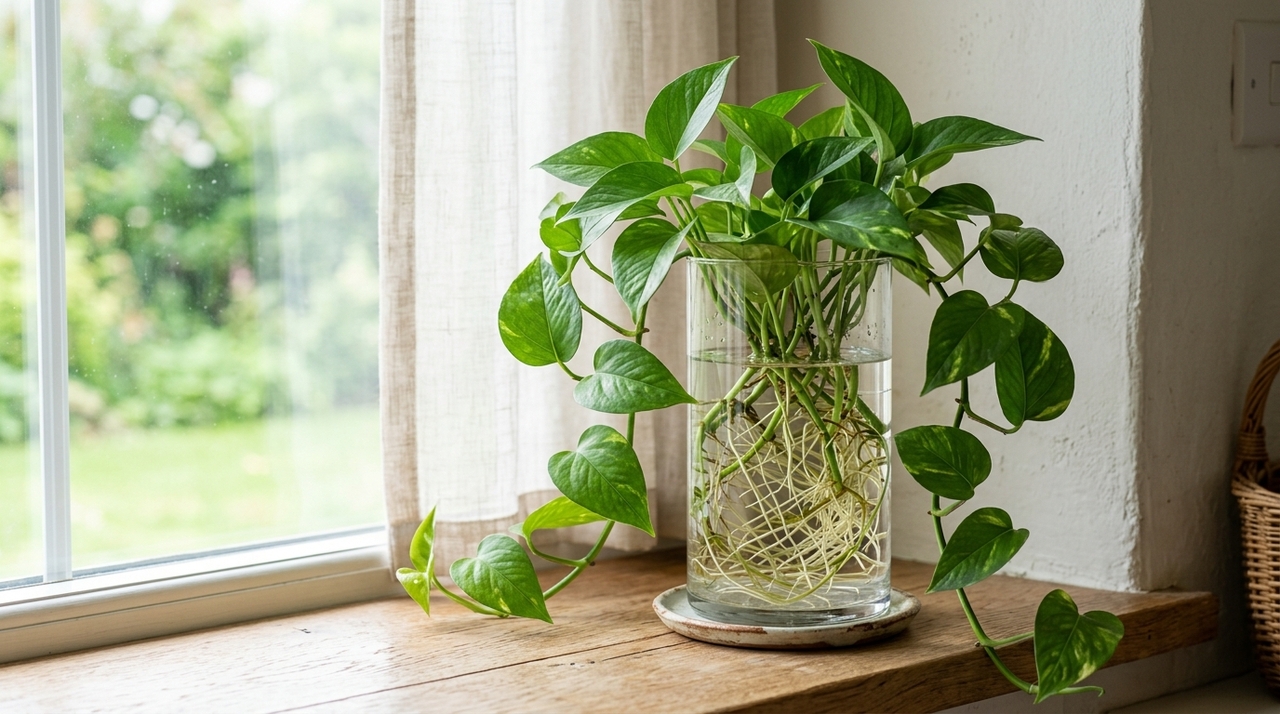 Nem terra, nem vasos: as três plantas que crescem na água e decoram qualquer ambiente A jiboia é uma das mais populares para cultivar em água, porque enraíza com facilidade e cresce em ramos longos.