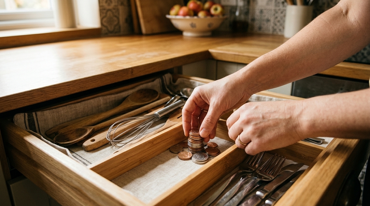 Colocar moedas dentro de uma gaveta da cozinha: para que serve e por que essa simpatia é tão conhecida A prática é simples e não exige materiais específicos além das próprias moedas.