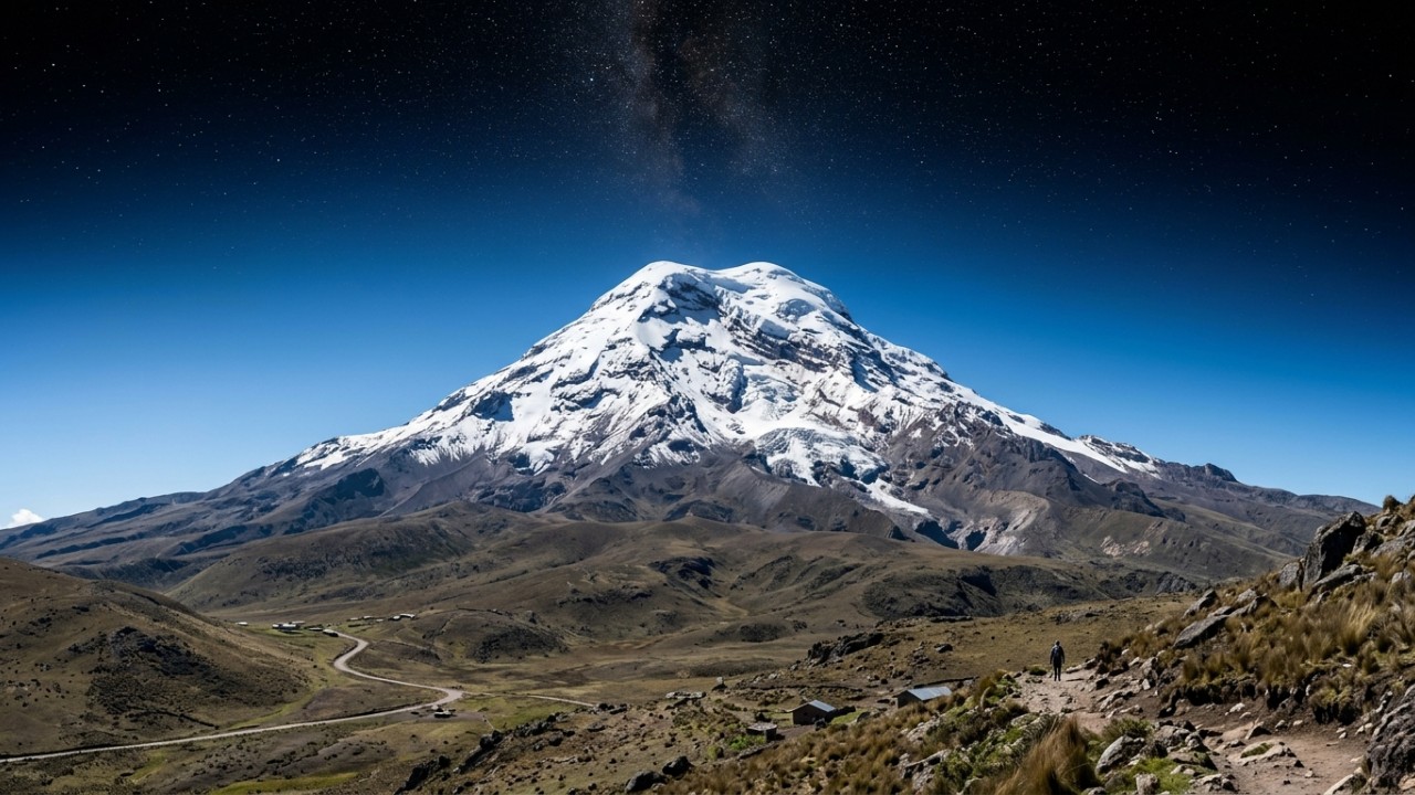 O verdadeiro formato da Terra faz com que o Monte Chimborazo seja o ponto mais próximo do espaço sideral. – Imagem gerada por IA
