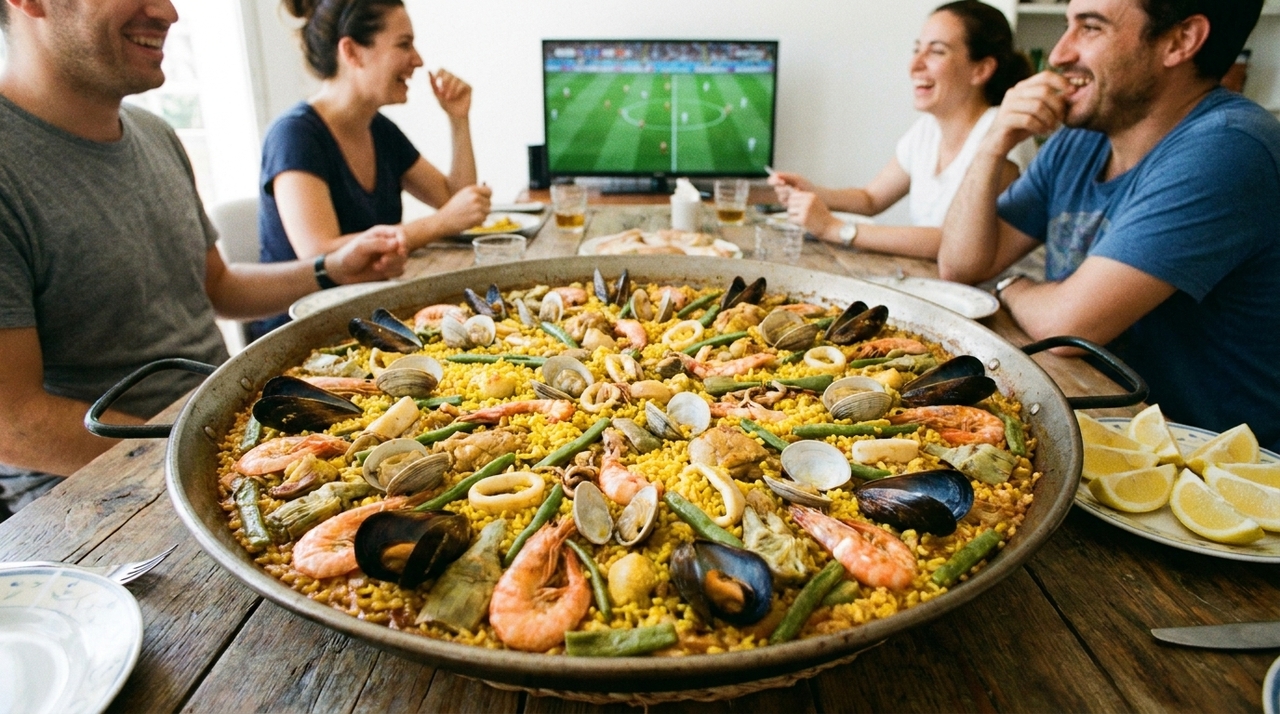 O caldo carrega boa parte do sabor da paella.