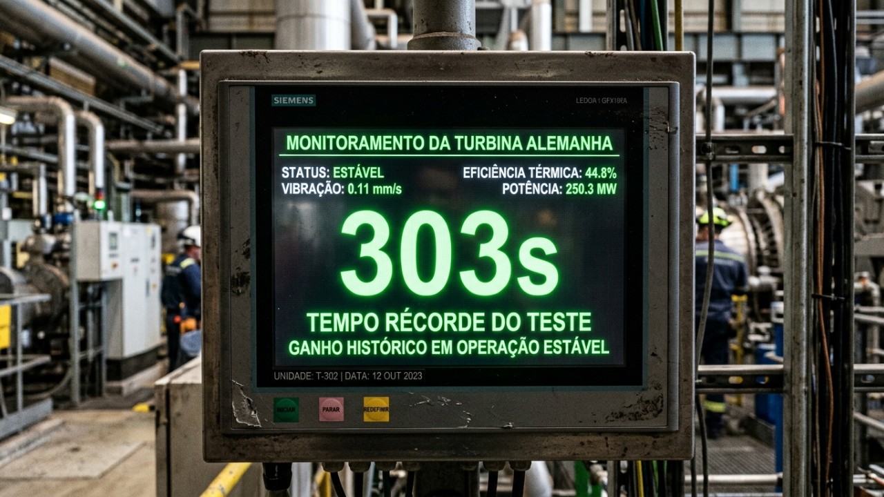 Tecnologia alemã de turbina a hidrogênio sem compressor estabelece recorde histórico na geração de energia limpa. – Imagem gerada por IA