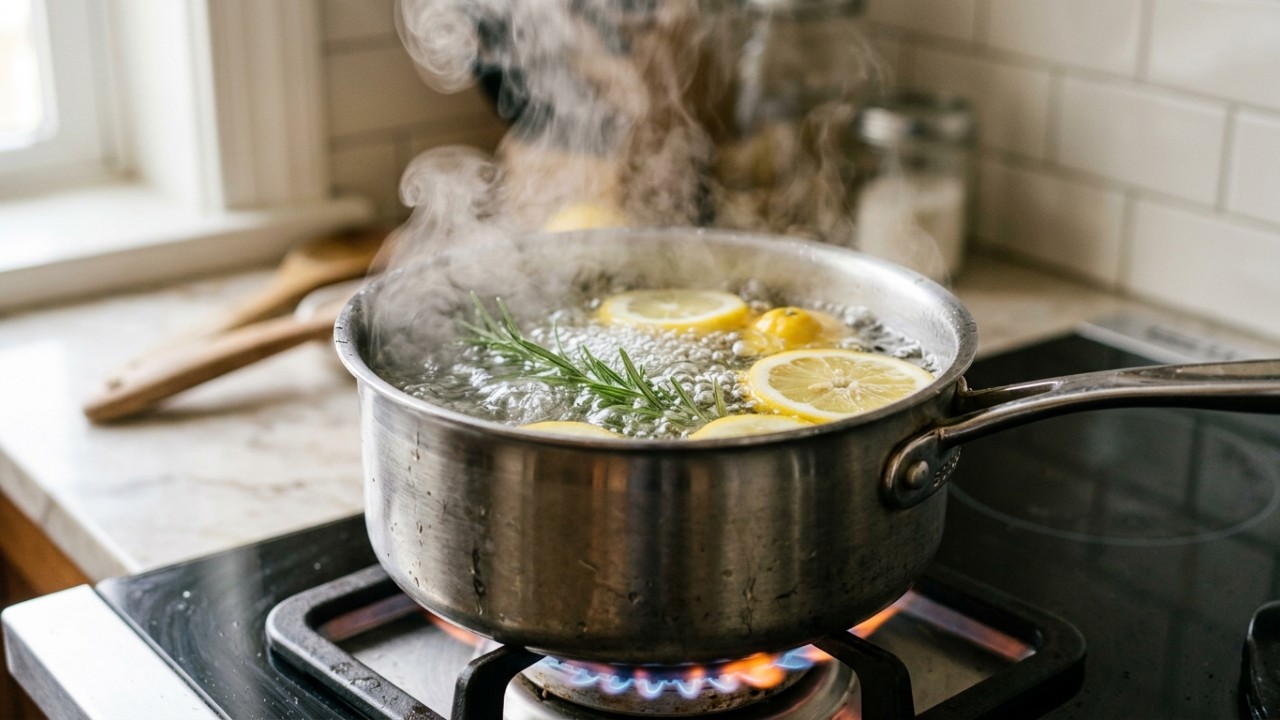 Por que ferver um galho de alecrim em casa: para que serve e por que muitas pessoas indicam O vapor aquecido de ervas aromáticas renova o ar da casa e atua como um repelente sustentável contra insetos voadores. – Imagem gerada por IA