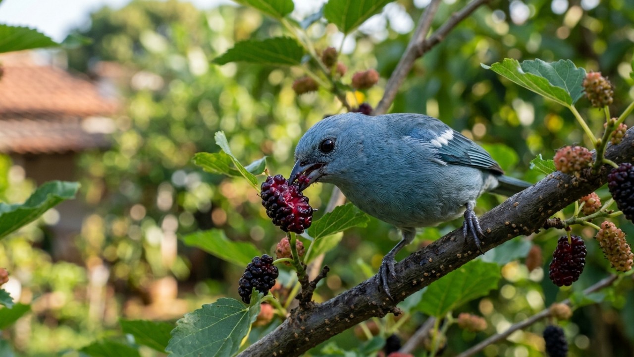 Cultivar uma amoreira em vaso traz a beleza da natureza e o frescor dos frutos doces para os pequenos espaços urbanos. – Imagem gerada por IA