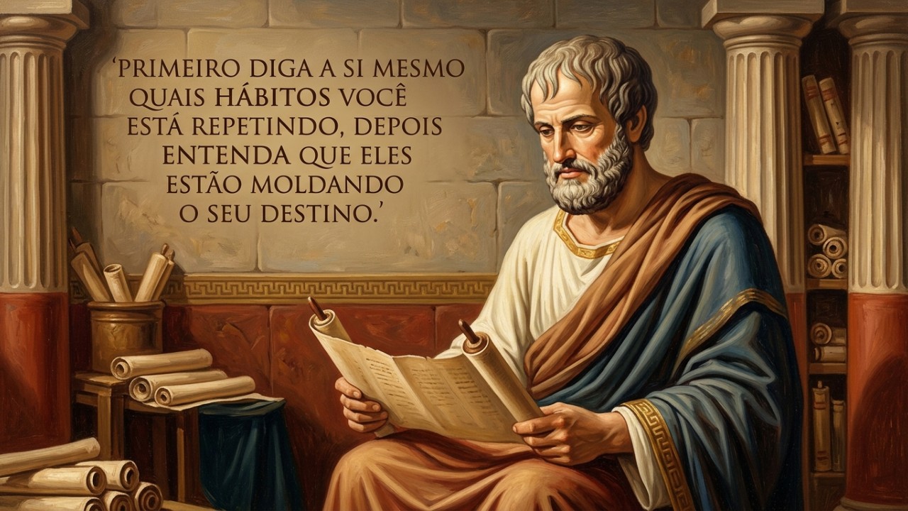 A repetição mecânica das ações diárias molda o caráter e define o destino individual. – Imagem gerada por IA