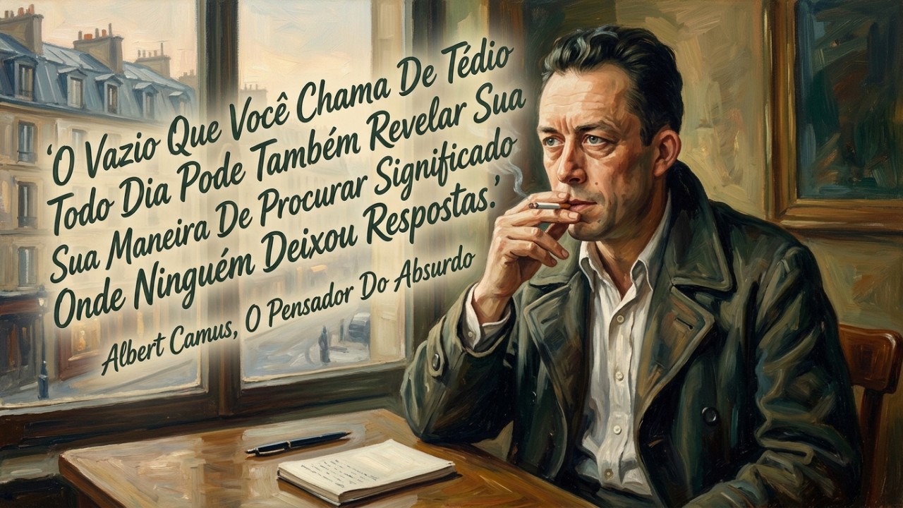 O tédio e a rotina repetitiva nos confrontam diretamente com o silêncio e a ausência de um sentido cósmico para a existência. – Imagem gerada por IA