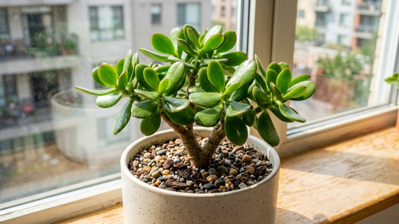 A rega abundante da planta jade deve ocorrer apenas após a secagem completa do substrato poroso. – Imagem gerada por IA