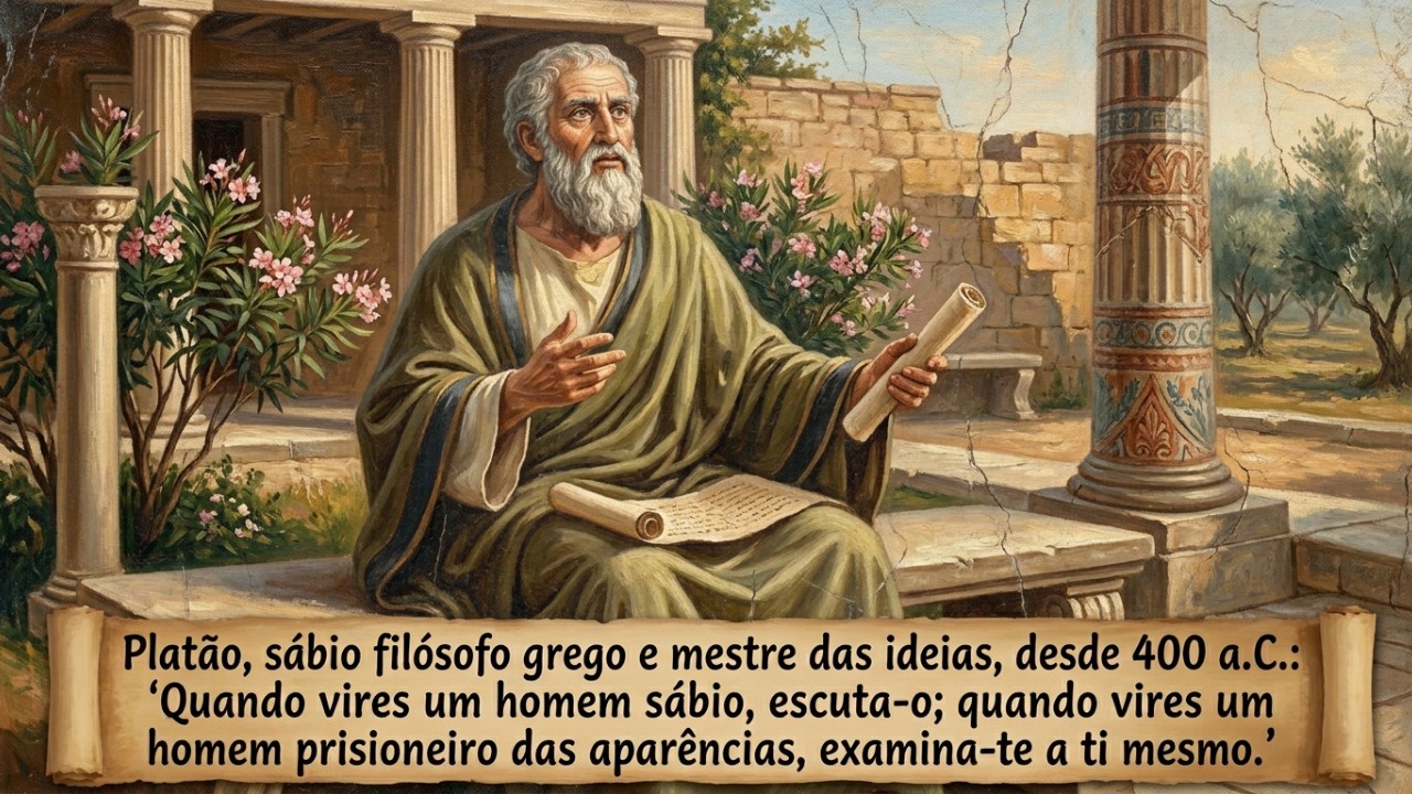 A filosofia de Platão nos convida a superar as aparências do mundo sensível para alcançar o conhecimento verdadeiro. – Imagem gerada por IA
