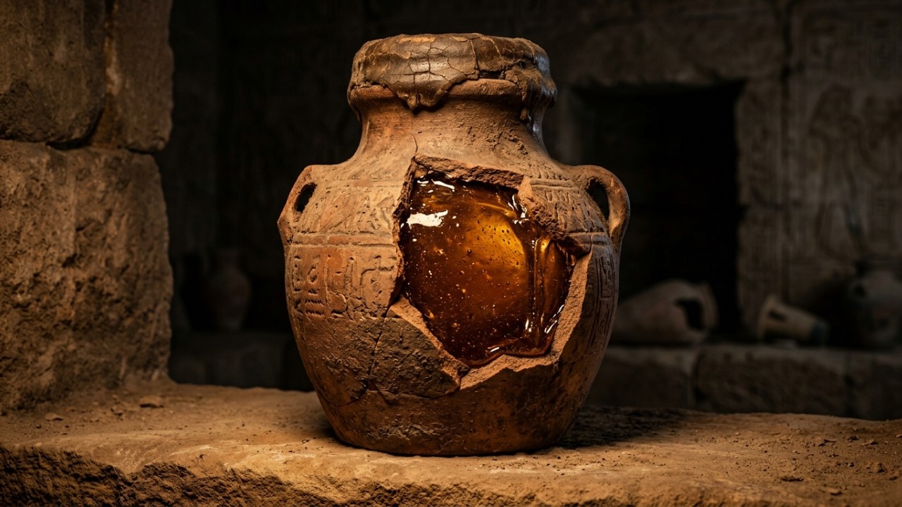 Enzimas adicionadas pelas abelhas criam uma barreira natural que protege o mel contra a proliferação de fungos e bactérias. – Imagem gerada por IA