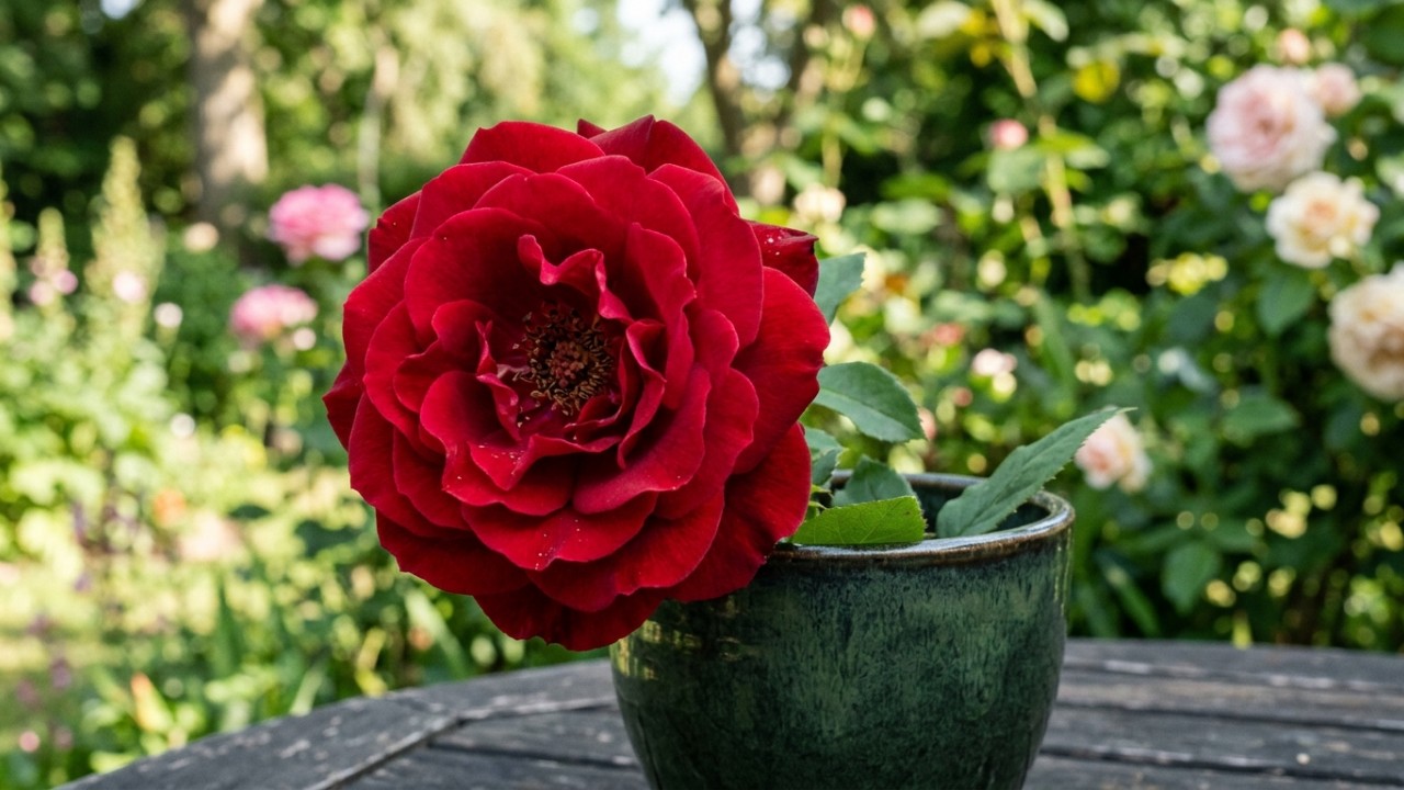 Escolher a roseira ideal para o seu espaço garante um ambiente florido e de fácil manutenção durante todo o ano. – Imagem gerada por IA