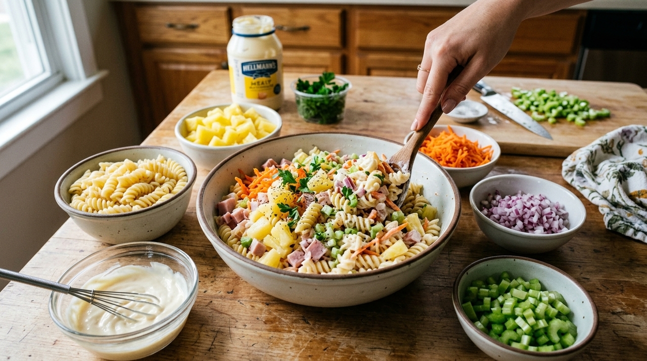 Salada de massa havaiana: como preparar este prato fresco e simples em casa, perfeito para dias quentes Cozinhe a massa em água abundante com sal até ficar al dente.
