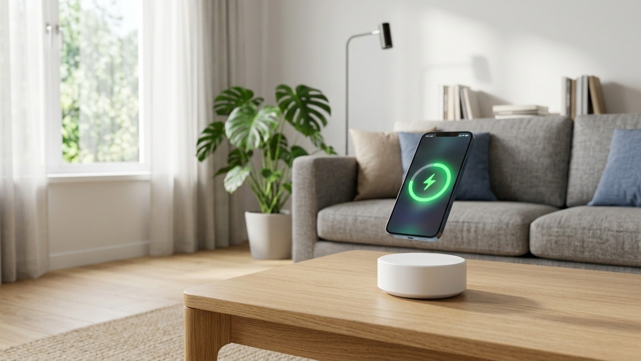 O sistema inovador de carregamento remoto elimina o uso de cabos e transmite energia pelo ar de forma automática. – Imagem gerada por IA