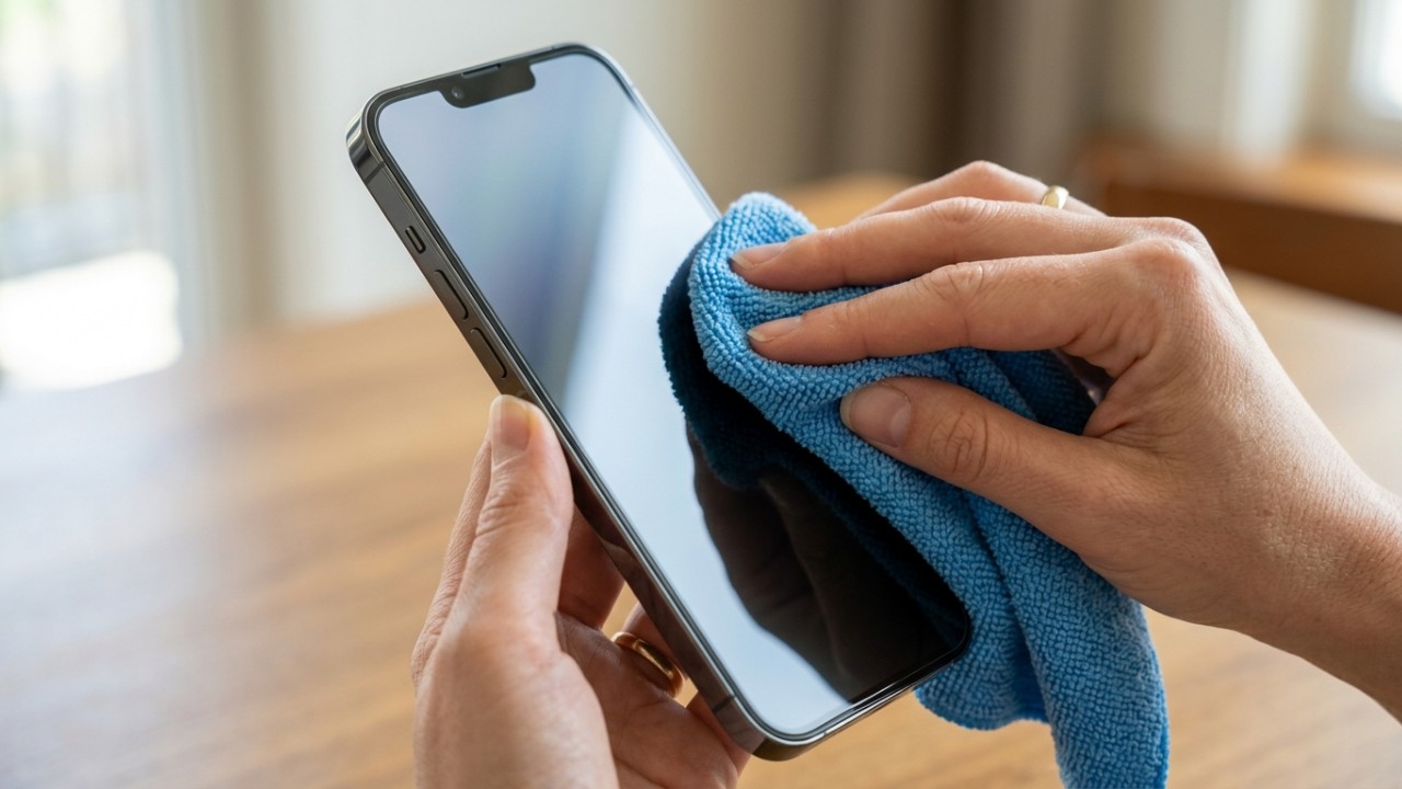 O uso frequente de álcool em gel pode remover a camada oleofóbica que protege a tela do seu celular contra riscos e gordura. – Imagem gerada por IA