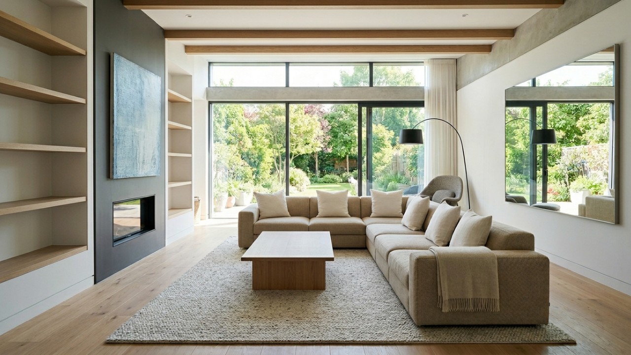 O design minimalista dos estofados contemporâneos une sofisticação estética e praticidade para transformar a rotina da sala de estar moderna. – Imagem gerada por IA