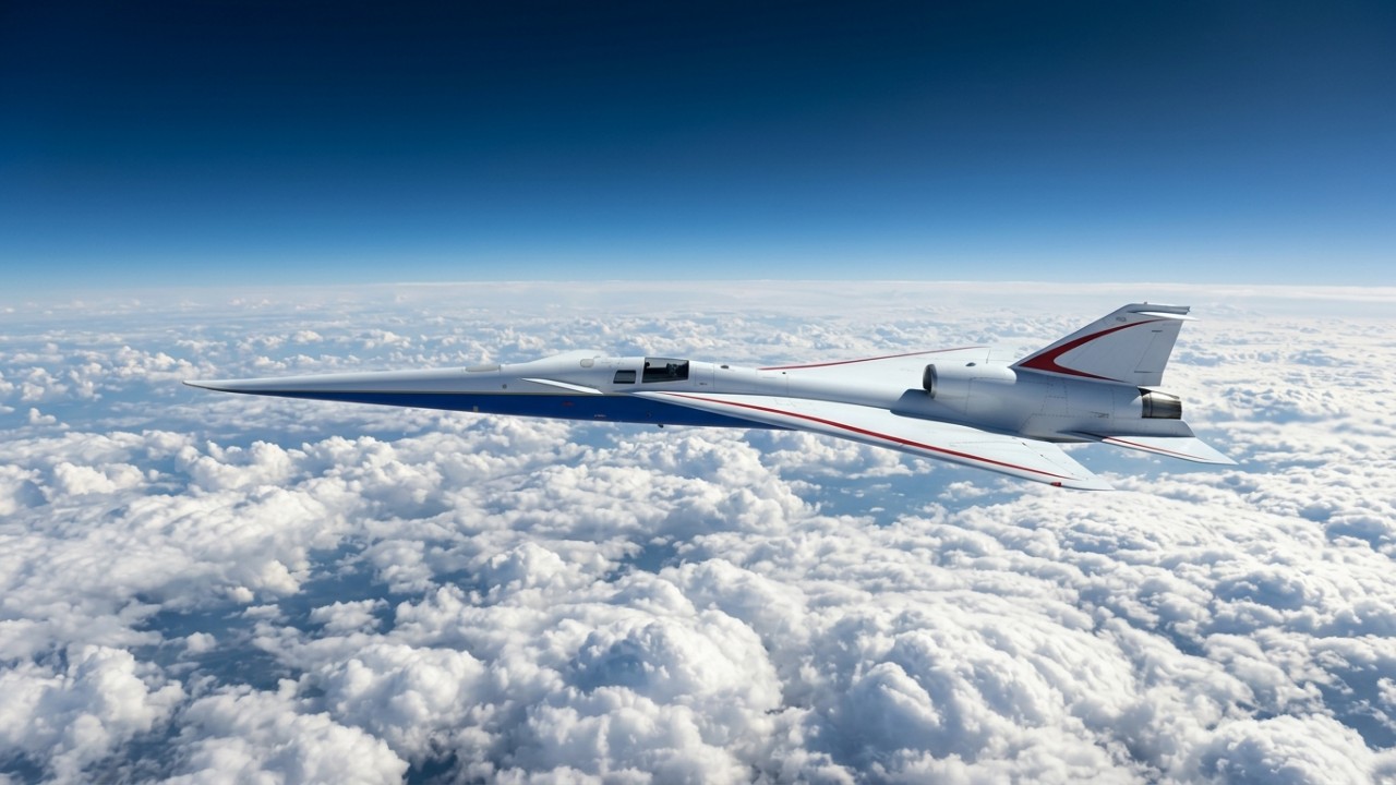 A NASA está perto de mudar as regras da aviação com o avião X-59, que voa a 1.488 km/h, quebra a barreira do som e promete acabar com o maior problema do Concorde O design aerodinâmico inovador do X-59 reduz o tradicional estrondo supersônico a um ruído semelhante ao de uma porta de carro se fechando. – Imagem gerada por IA