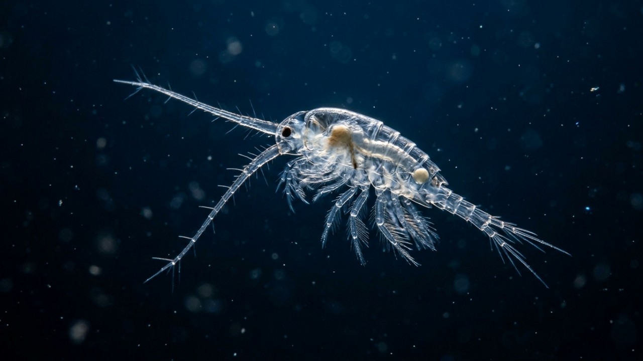 A descoberta do minúsculo crustáceo Thalassodoron bathyale no Atlântico Norte redefine o conhecimento sobre a biodiversidade marinha global. – Imagem gerada por IA