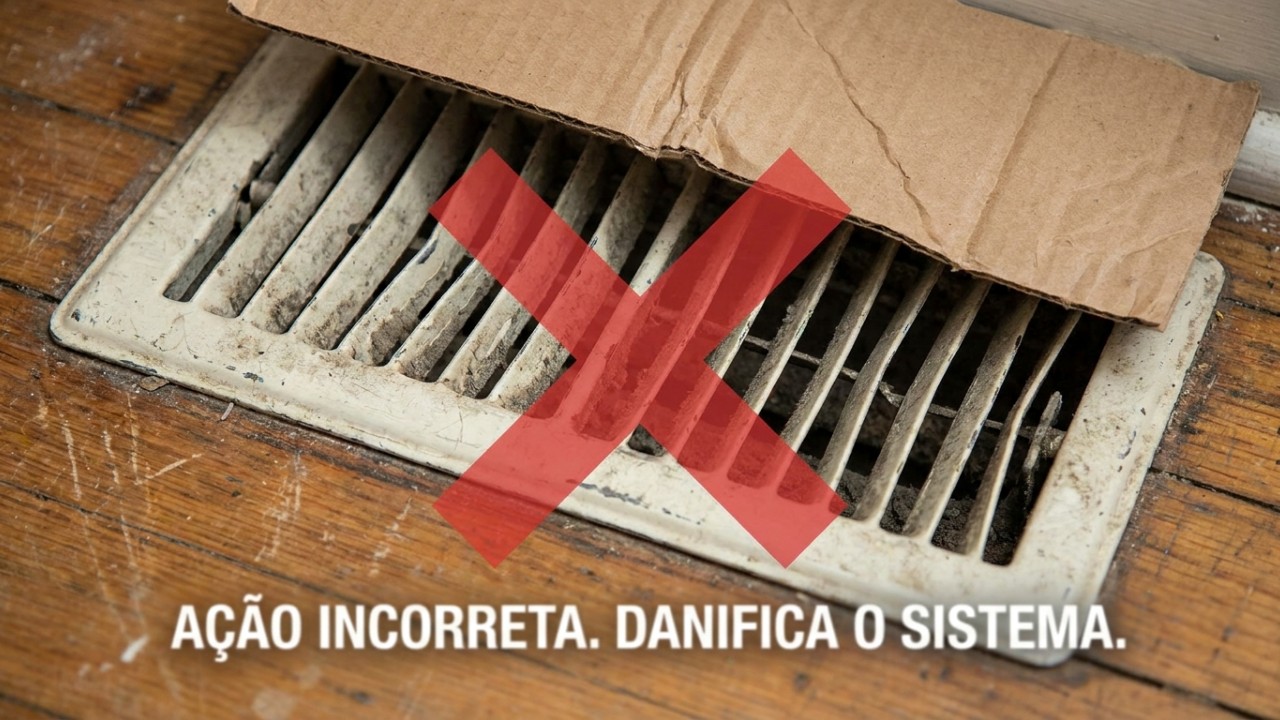 Fechar as saídas de ar em cômodos sem uso parece uma boa ideia, mas especialistas em ar condicionado alertam que isso pode aumentar a pressão, gastar mais energia e até danificar o sistema com o tempo O bloqueio do fluxo de ar aumenta a pressão interna e eleva o consumo de energia. – Imagem gerada por IA