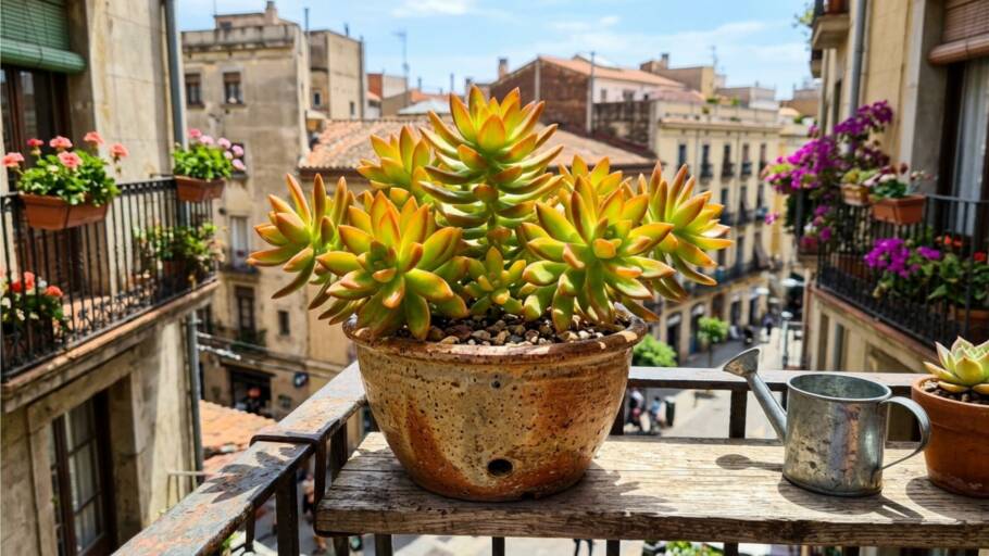 O sedum nussbaumerianum é destaque entre plantas ornamentais de varanda